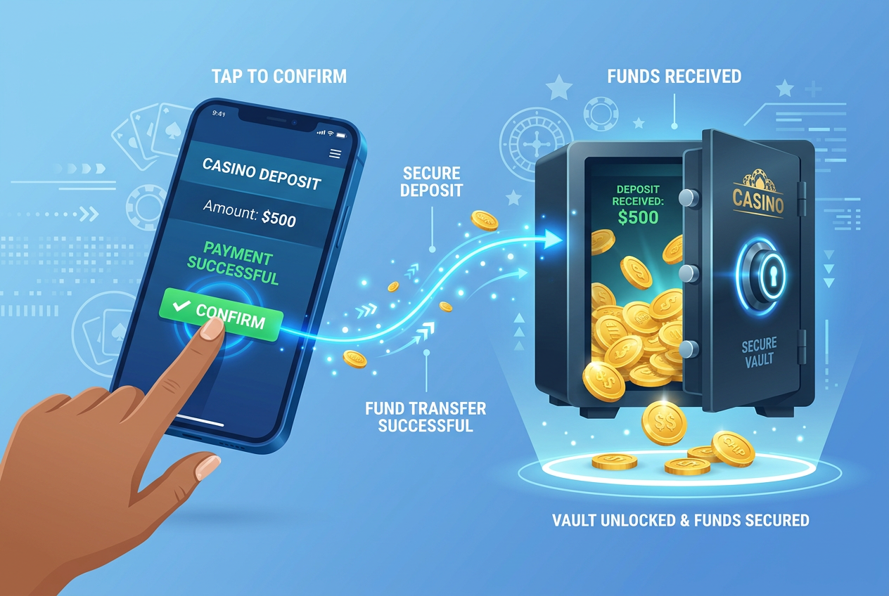 Ilustracja procesu depozytu Revolut w kasynie online na smartfonie